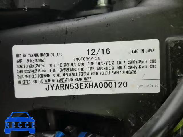 2017 YAMAHA FZ09 JYARN53EXHA000120 image 9