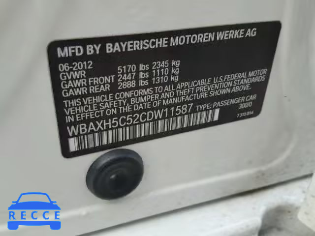 2012 BMW 528 XI WBAXH5C52CDW11587 image 9