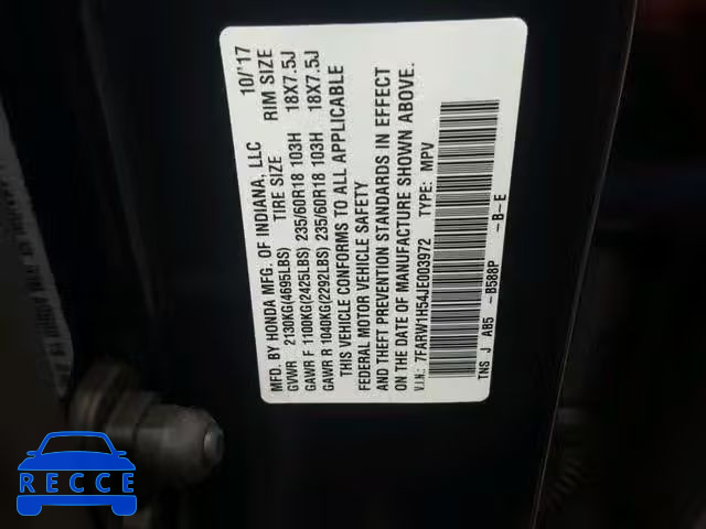 2018 HONDA CR-V EX 7FARW1H54JE003972 image 9