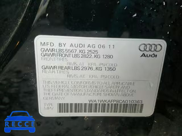 2012 AUDI Q5 PRESTIG WA1WKAFP8CA010363 Bild 9