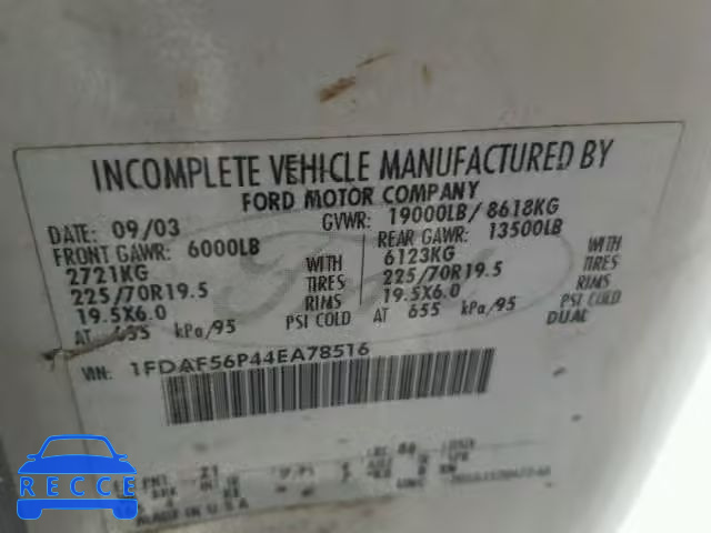 2004 FORD F550 SUPER 1FDAF56P44EA78516 image 9