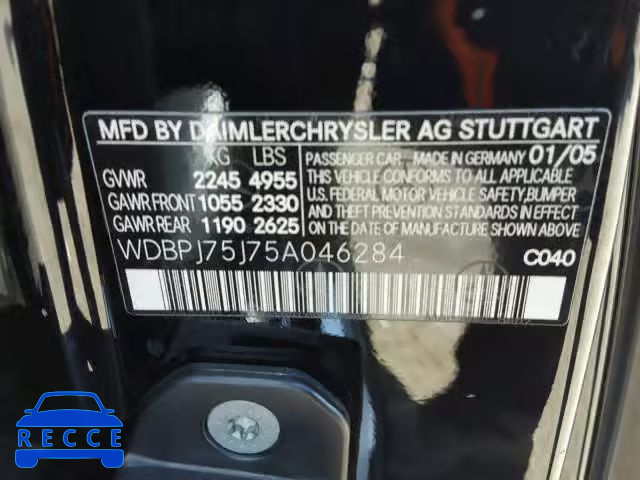 2005 MERCEDES-BENZ CL 500 WDBPJ75J75A046284 Bild 9