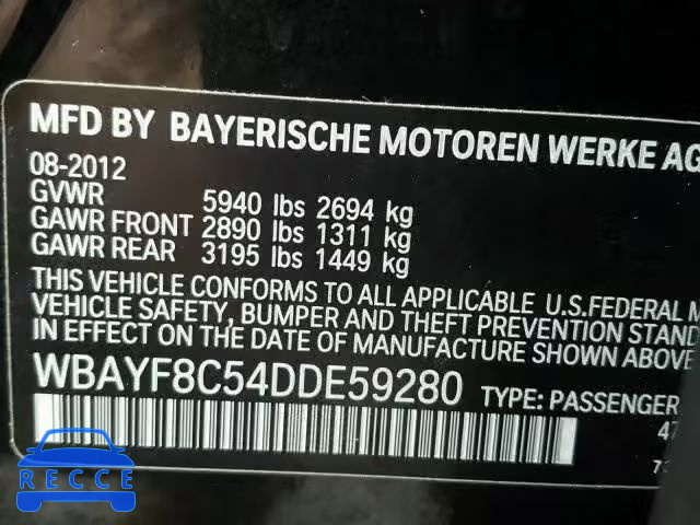 2013 BMW 750LI XDRI WBAYF8C54DDE59280 image 9
