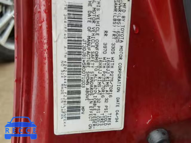 1994 TOYOTA LAND CRUIS JT3DJ81W5R0071003 image 9