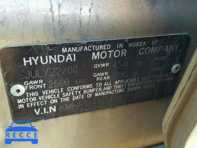 2001 HYUNDAI XG 300 KMHFU45D31A077583 image 9