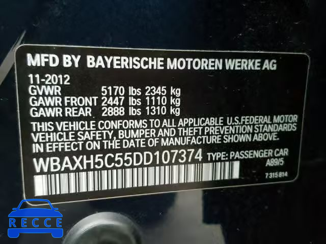 2013 BMW 528 XI WBAXH5C55DD107374 image 9