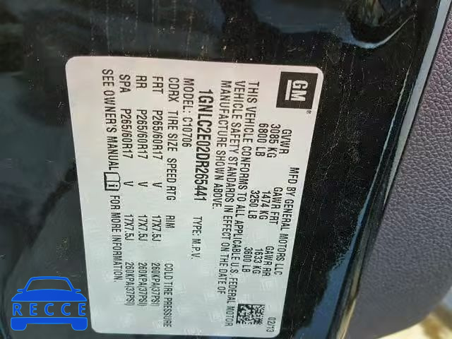 2013 CHEVROLET TAHOE POLI 1GNLC2E02DR265441 Bild 9