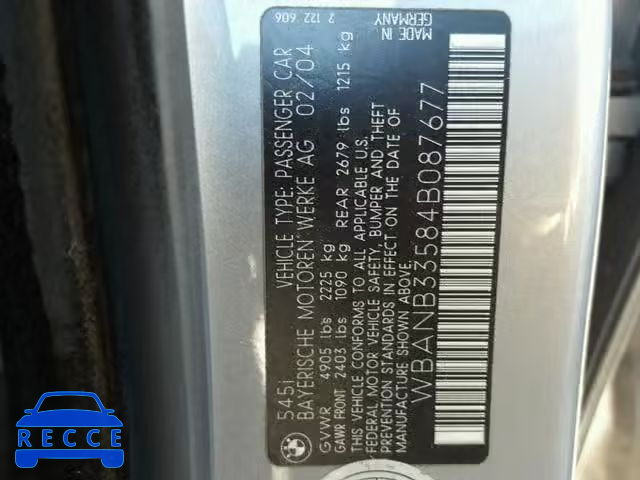 2004 BMW 545 I WBANB33584B087677 image 9