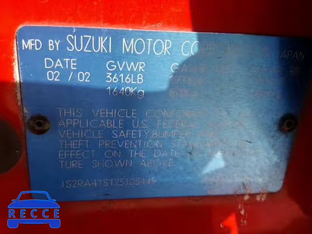 2002 SUZUKI AERIO S JS2RA41S125103449 image 9