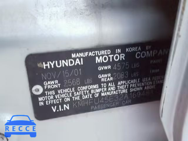 2002 HYUNDAI XG 350 KMHFU45E32A169481 image 9