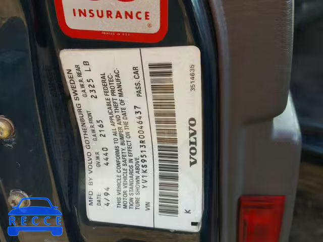 1994 VOLVO 960 YV1KS9513R0046437 image 9