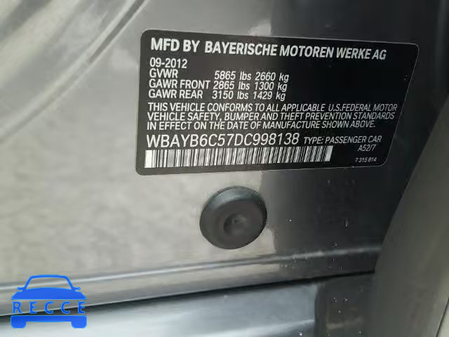 2013 BMW 750I XDRIV WBAYB6C57DC998138 image 9