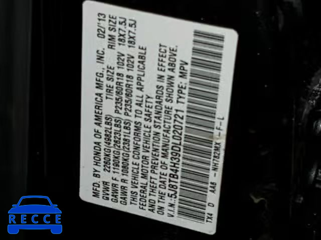 2013 ACURA RDX BASE 5J8TB4H39DL020721 image 9