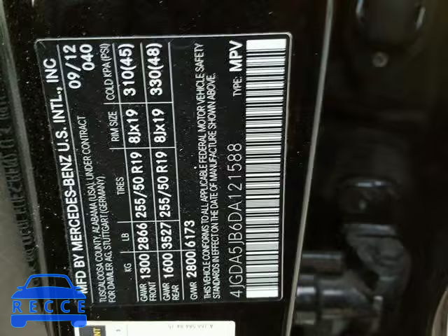 2013 MERCEDES-BENZ ML 350 4JGDA5JB6DA121588 image 9