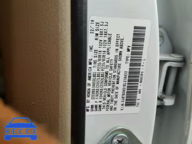 2014 ACURA RDX BASE 5J8TB3H31EL016433 image 9