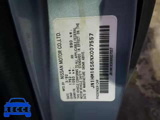 1992 NISSAN AXXESS JN1HM16S6NX007557 image 9