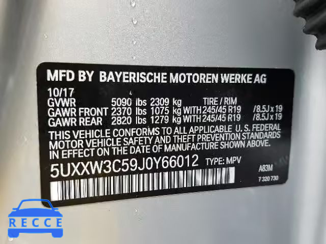 2018 BMW X4 XDRIVE2 5UXXW3C59J0Y66012 зображення 9