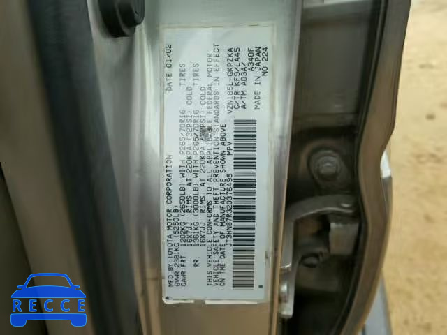 2002 TOYOTA 4RUNNER LI JT3HN87R320376495 image 9