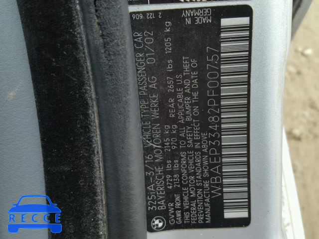 2002 BMW 325 XIT WBAEP33482PF00757 image 9