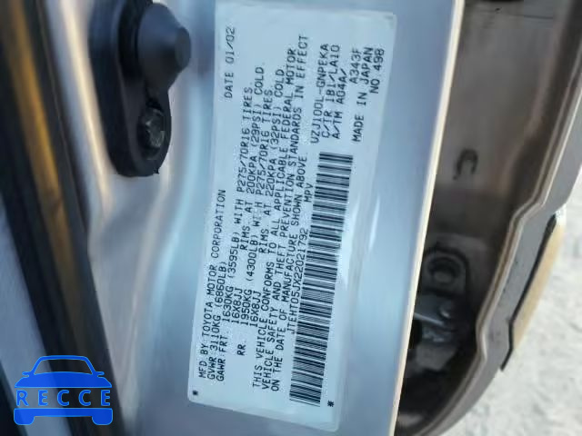 2002 TOYOTA LAND CRUIS JTEHT05JX22021792 Bild 9