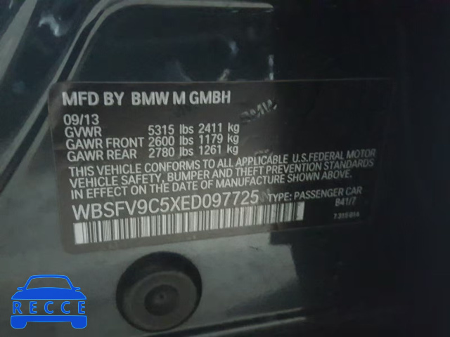 2014 BMW M5 WBSFV9C5XED097725 зображення 9