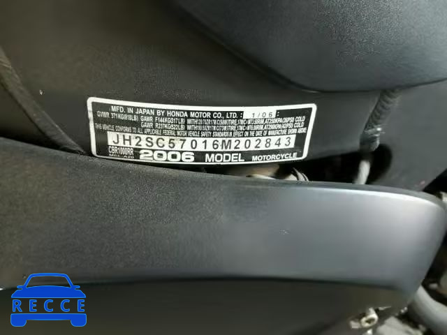 2006 HONDA CBR1000 RR JH2SC57016M202843 image 9