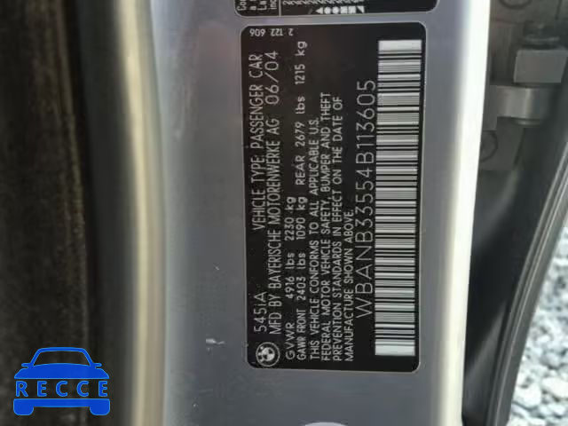 2004 BMW 545 I WBANB33554B113605 image 9