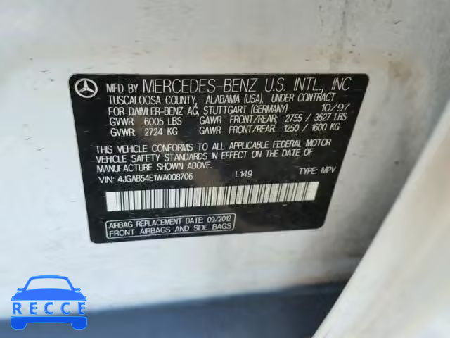 1998 MERCEDES-BENZ ML 320 4JGAB54E1WA008706 Bild 9