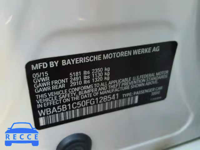 2015 BMW 535 I WBA5B1C50FG128541 зображення 9