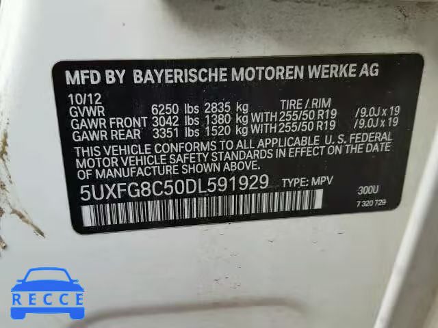 2013 BMW X6 XDRIVE5 5UXFG8C50DL591929 image 9