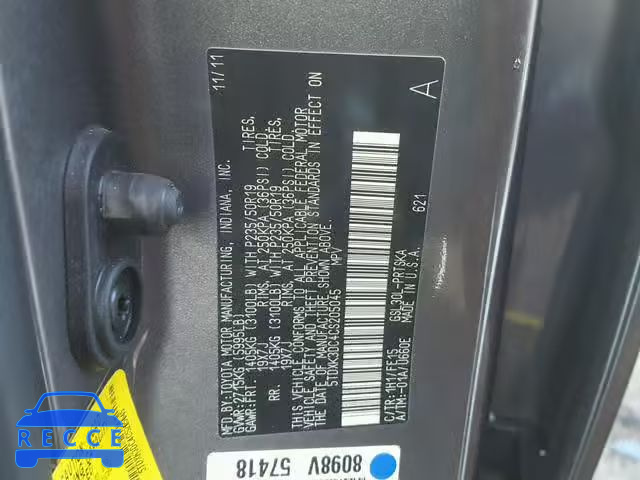 2012 TOYOTA SIENNA SPORT 5TDXK3DC4CS205045 image 9