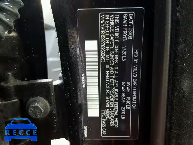2008 VOLVO S60 2.5T YV1RH592782699493 image 9