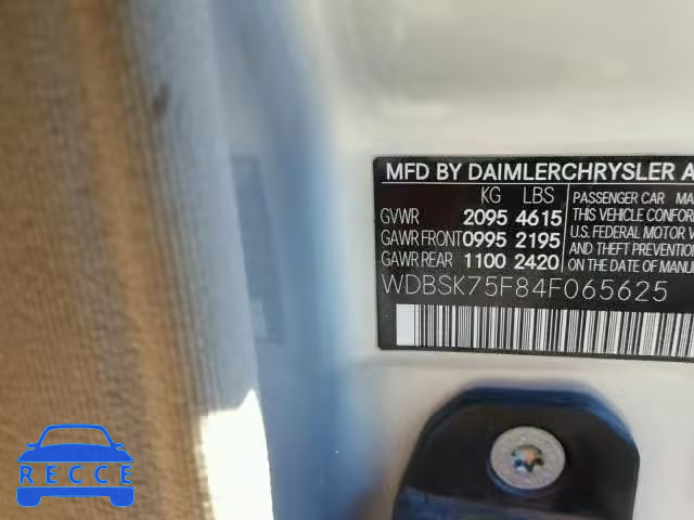 2004 MERCEDES-BENZ SL 500 WDBSK75F84F065625 image 9
