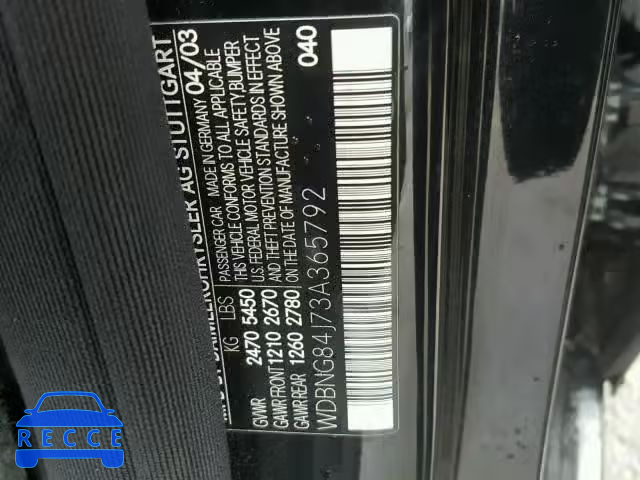 2003 MERCEDES-BENZ S 500 4MAT WDBNG84J73A365792 image 9