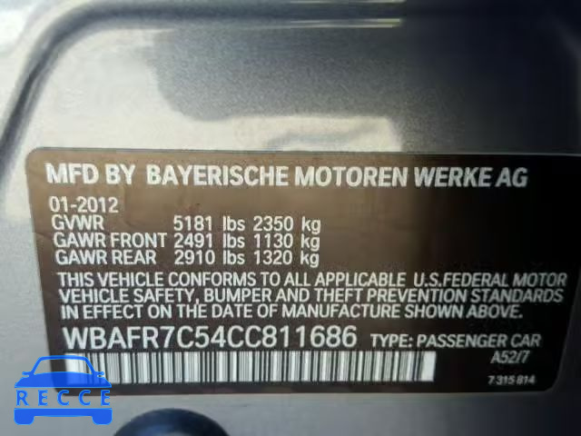 2012 BMW 535 I WBAFR7C54CC811686 image 9