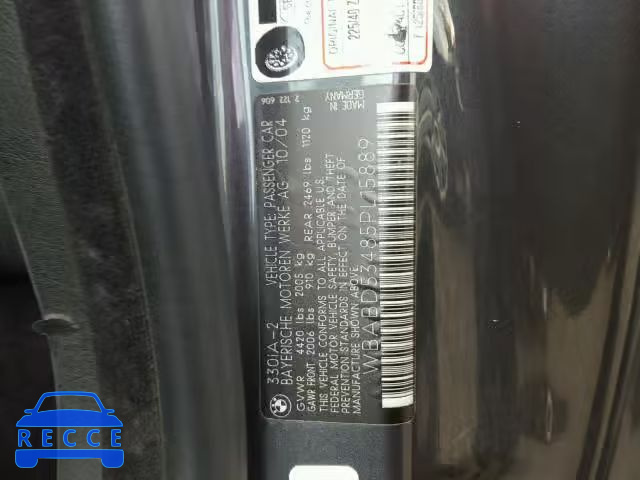 2005 BMW 330 CI WBABD53485PL15889 image 9