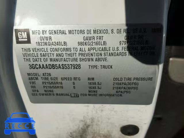 2010 CHEVROLET HHR PANEL 3GCAAADB5AS537928 Bild 9