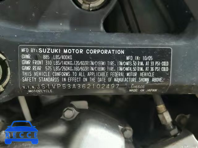 2006 SUZUKI SV650 JS1VP53A362102497 image 9