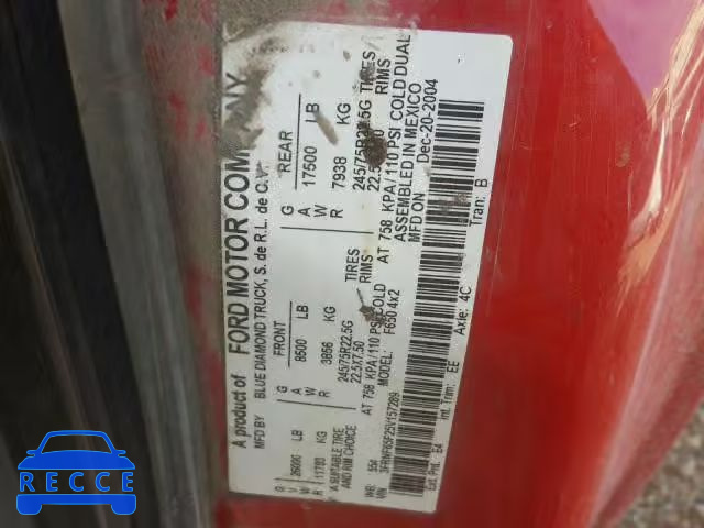 2005 FORD F650 SUPER 3FRNF65F25V157289 image 9