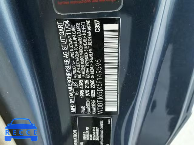 2005 MERCEDES-BENZ CLK 320C WDBTJ65JX5F149596 зображення 9