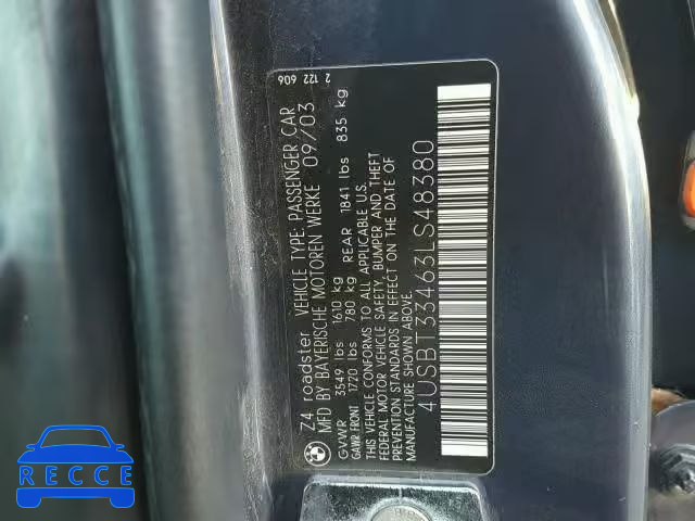 2003 BMW Z4 2.5 4USBT33463LS48380 image 9
