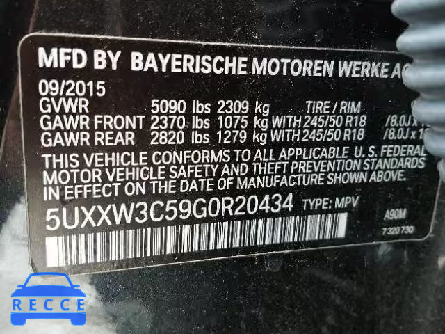 2016 BMW X4 XDRIVE2 5UXXW3C59G0R20434 image 9
