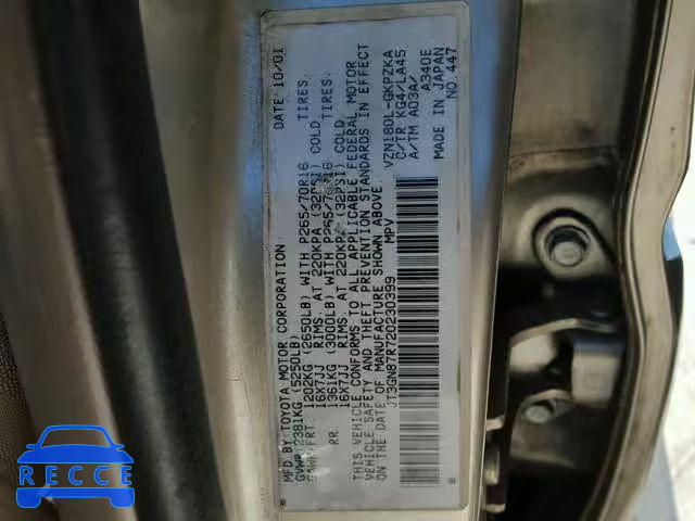 2002 TOYOTA 4RUNNER LI JT3GN87R720230399 image 9