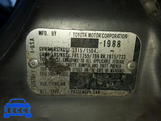 1988 TOYOTA COROLLA DL JT2AE92E1J3141896 image 9