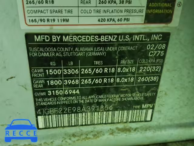 2008 MERCEDES-BENZ GL 320 CDI 4JGBF22E98A391856 зображення 9