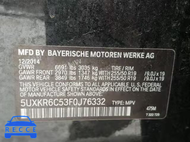 2015 BMW X5 XDRIVE5 5UXKR6C53F0J76332 image 9