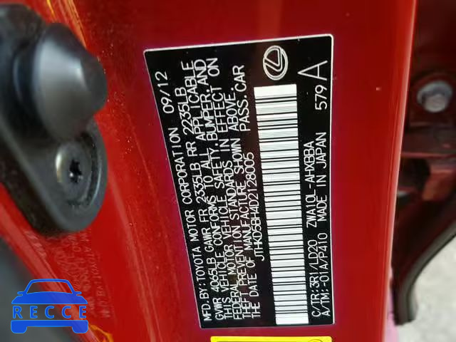 2013 LEXUS CT 200 JTHKD5BH4D2128005 Bild 9