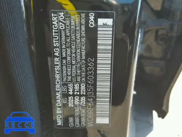 2005 MERCEDES-BENZ C 320 WDBRF64J35F603362 image 9