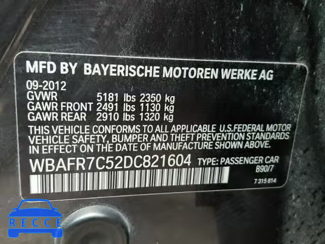 2013 BMW 535 I WBAFR7C52DC821604 Bild 9