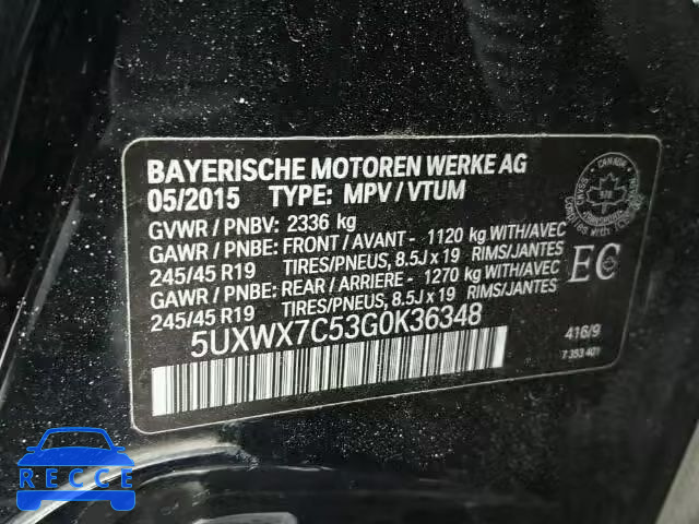 2016 BMW X3 XDRIVE3 5UXWX7C53G0K36348 зображення 9